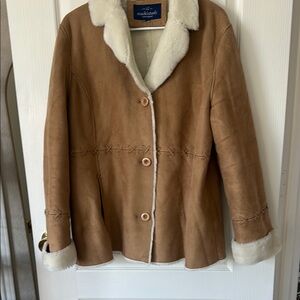 MaxMara Tan Teddy Jacket with Cream Trim